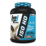 Proteína ISO HD BPI Sports sabor Cookies and Cream — 100% aislado de suero, 25 g de proteína por porción — vista frontal del envase