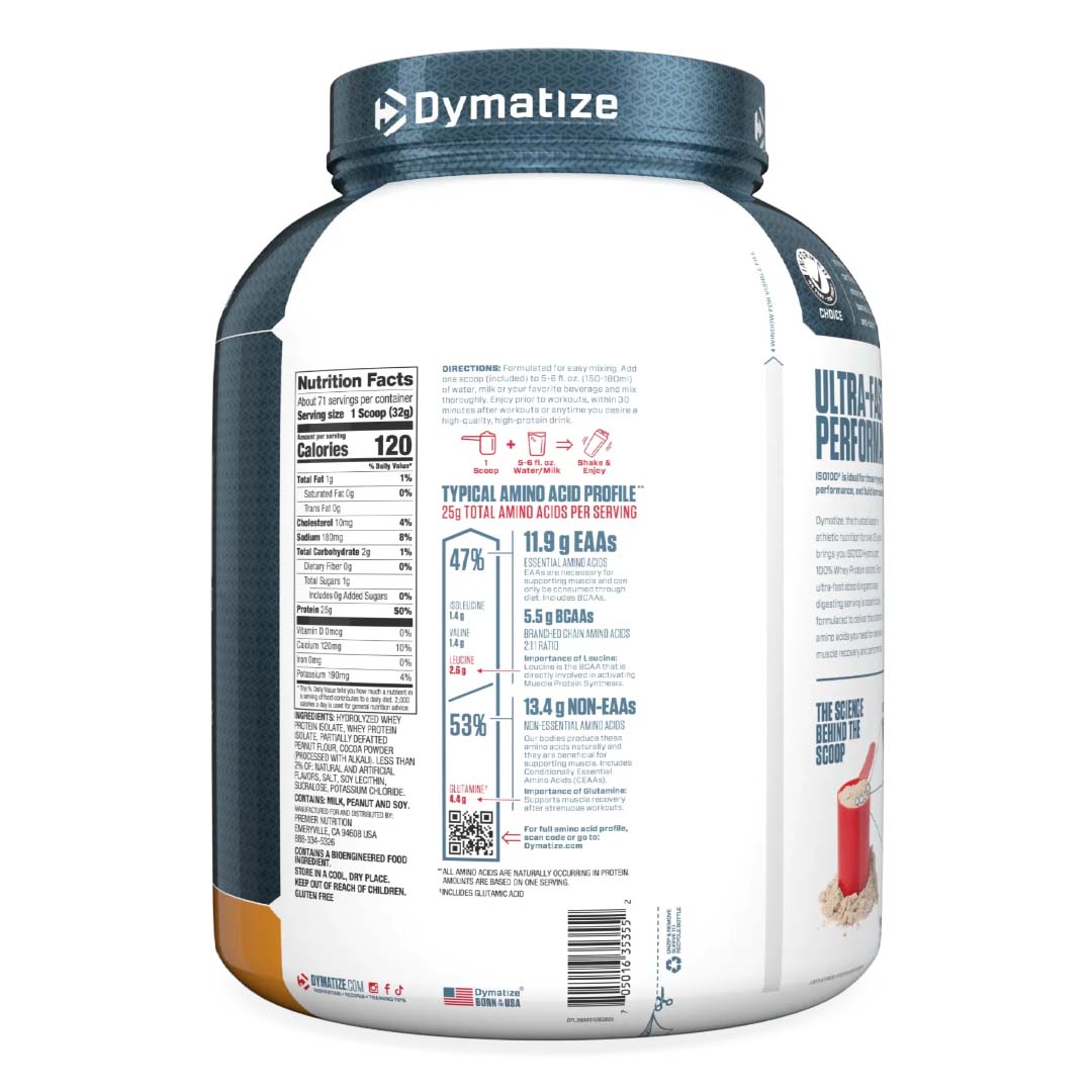ISO 100 5 LB Dymatize | 25g Proteína Hidrolizada, Sin Lactosa, 76 Porciones