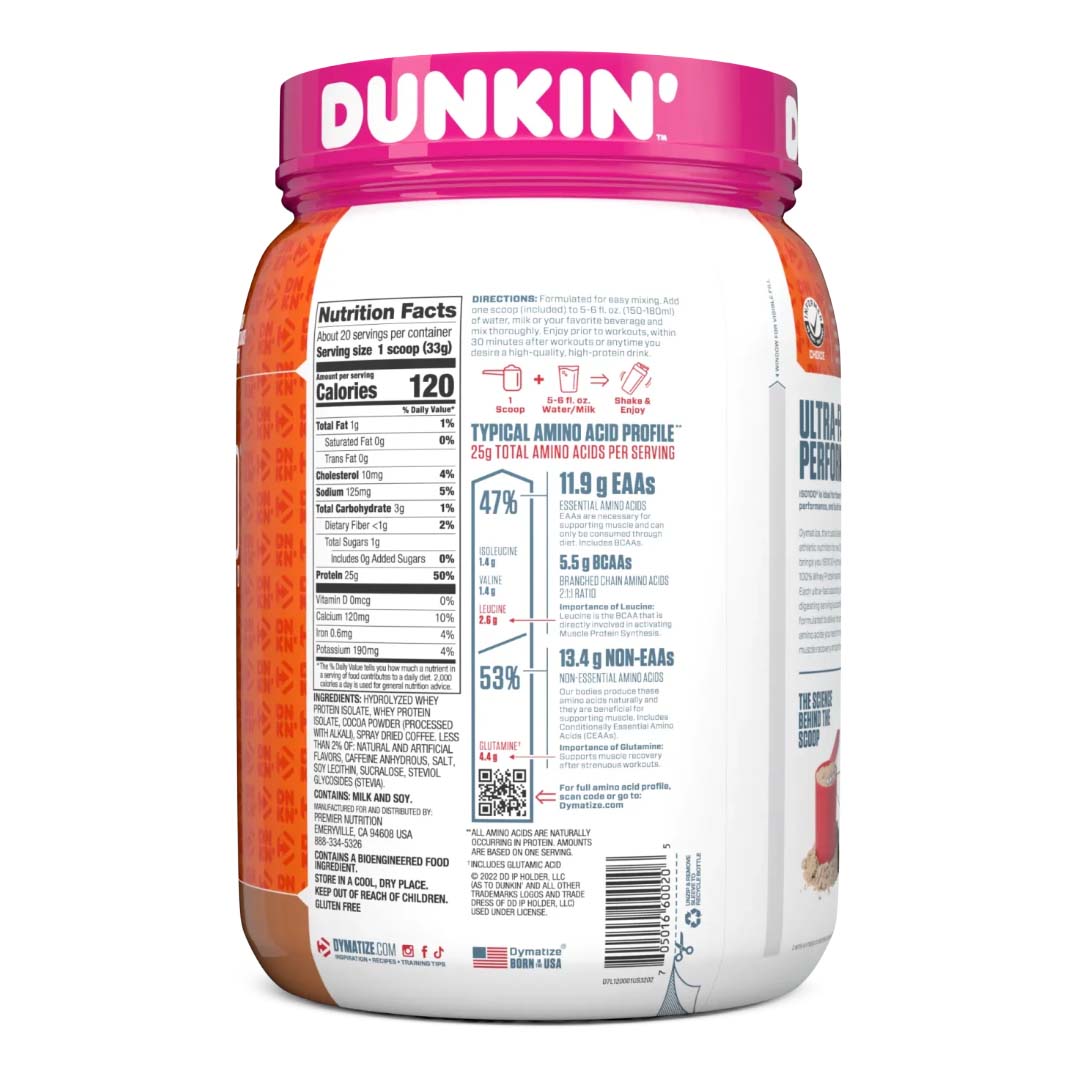 ISO 100 Dunkin 1.4 LB | 25g Proteína Hidrolizada, Sin Lactosa, 20 Porciones