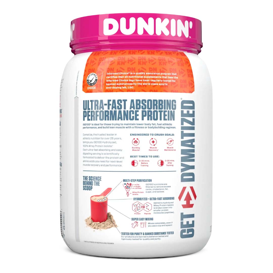ISO 100 Dunkin 1.4 LB | 25g Proteína Hidrolizada, Sin Lactosa, 20 Porciones