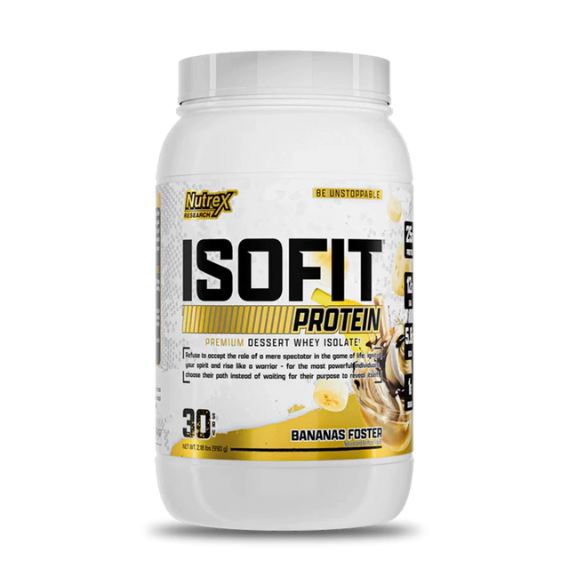 Nutrex IsoFit 2.3 lb Banana Foster – Proteína Aislada 100% para Músculo Magro y Recuperación Premium