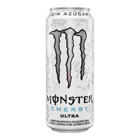 Bebida energética Monster Energy Ultra 473 ml - sin azúcar, con taurina y cafeína - vista frontal de la lata