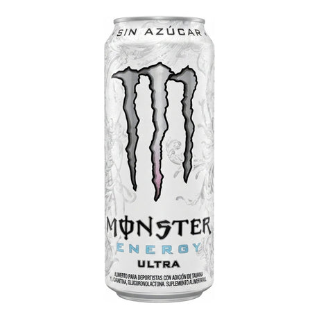 Bebida energética Monster Energy Ultra 473 ml - sin azúcar, con taurina y cafeína - vista frontal de la lata