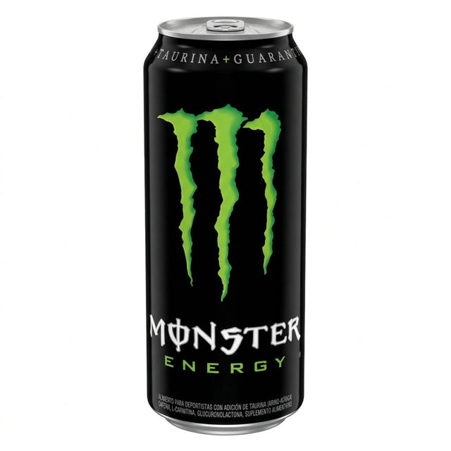 Monster Energy Original 473 ml - bebida energética con taurina, guaraná, cafeína y L-carnitina - vista frontal de la lata