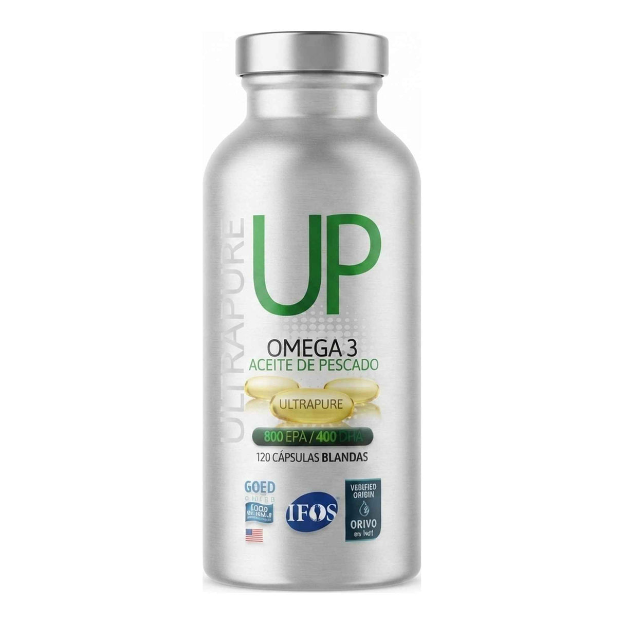 Omega 3 UltraPure de Newscience — aceite de pescado con 800 mg de EPA y 400 mg de DHA, 120 cápsulas blandas — certificado IFOS