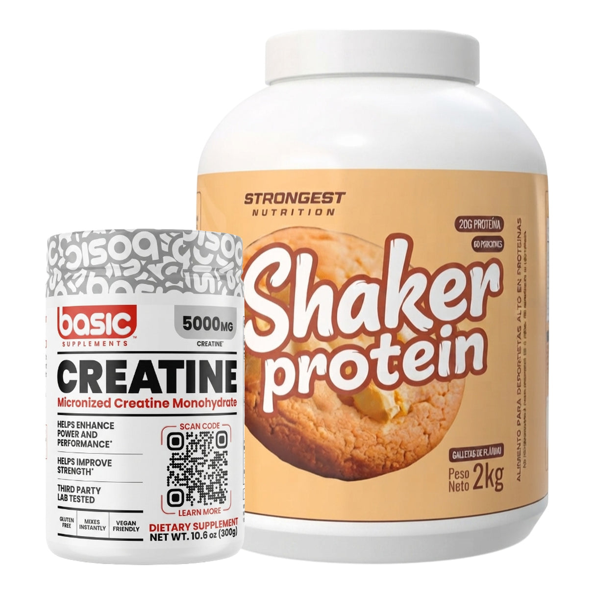 Pack Proteína Shaker Strongest + Creatina Basic 300g — TBH Suplementos