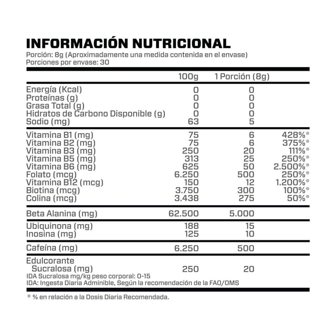 PRE ENTRENO Binahfit Intense 240g - Suplemento Potente para Aumentar Energía, Resistencia y Enfoque en Entrenamientos