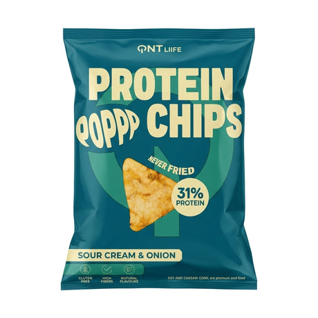 Snack proteico Protein Chips QNT 50g sabor Sour Cream & Onion - 17g de proteína - vista frontal del envase
