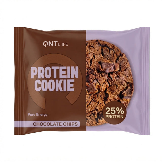 Protein Cookie QNT 60 g sabor Chocolate Chips - galleta proteica con 15 g de proteína y pepitas de chocolate - vista frontal del envase