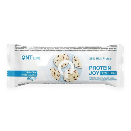 Barra de proteína Protein Joy QNT sabor Crunchy Vanilla Ice 60g - 23 g de proteína por porción - vista frontal del envase