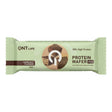 Oblea de proteína vegana Protein Wafer QNT sabor Hazelnut 35 g - 11 g de proteína vegetal, bañada en chocolate negro - vista frontal del envase