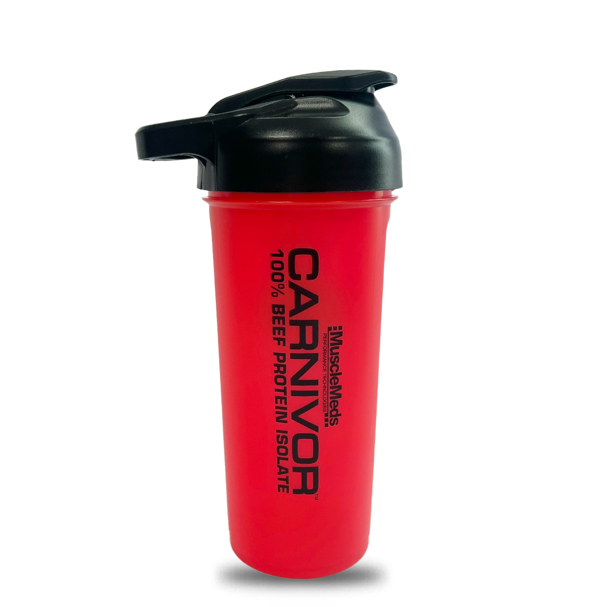 Shaker Carnivor Rojo MuscleMeds 600 ml, vaso mezclador libre de BPA