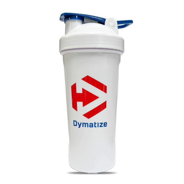 Shaker Dymatize Blanco 700 ml, vaso mezclador libre de BPA