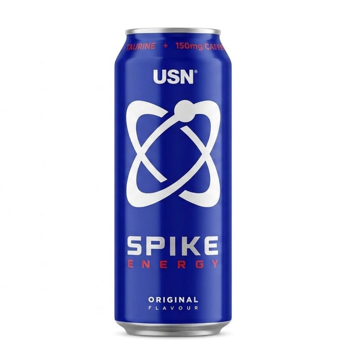 Spike Energy USN Original 500 ml - bebida energética con 150 mg de cafeína, taurina y guaraná - vista frontal de la lata