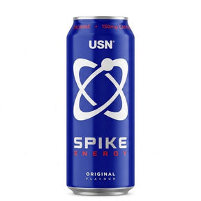 Spike Energy USN Original 500 ml - bebida energética con 150 mg de cafeína, taurina y guaraná - vista frontal de la lata