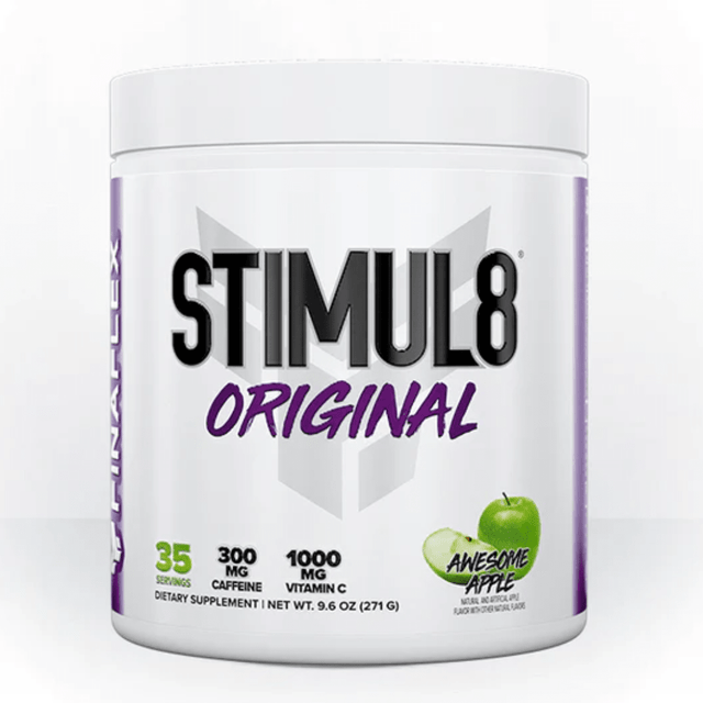 Finaflex Stimul8 Original Pre-Workout 333 g en envase blanco sabor manzana