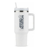 Vaso térmico Applied Nutrition 1,2 L color blanco - acero inoxidable de doble pared con asa y bombilla - vista frontal
