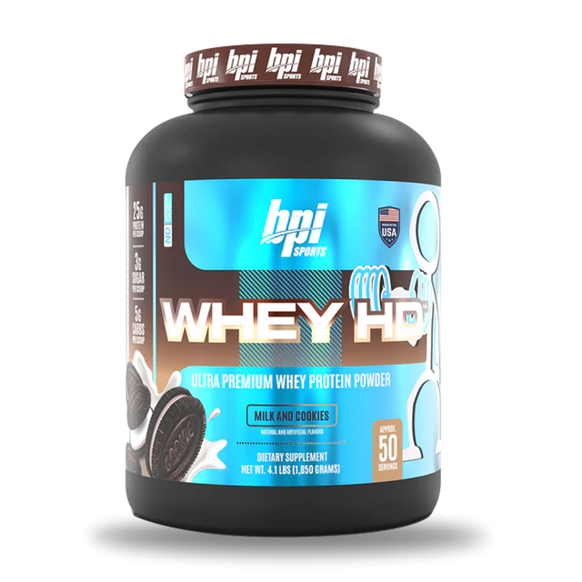 BPI Sports Whey HD 4.1 lb Milk and Cookies – Proteína de Suero para Músculo Definido y Recuperación Rápida